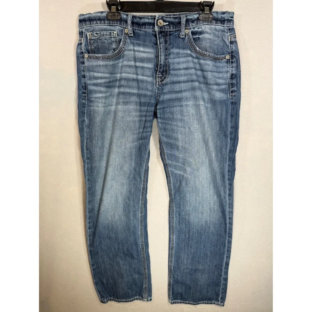 BKE Jake Mens Straight Leg Jeans 34x32 Medium Wash Blue Cotton Denim AB15296